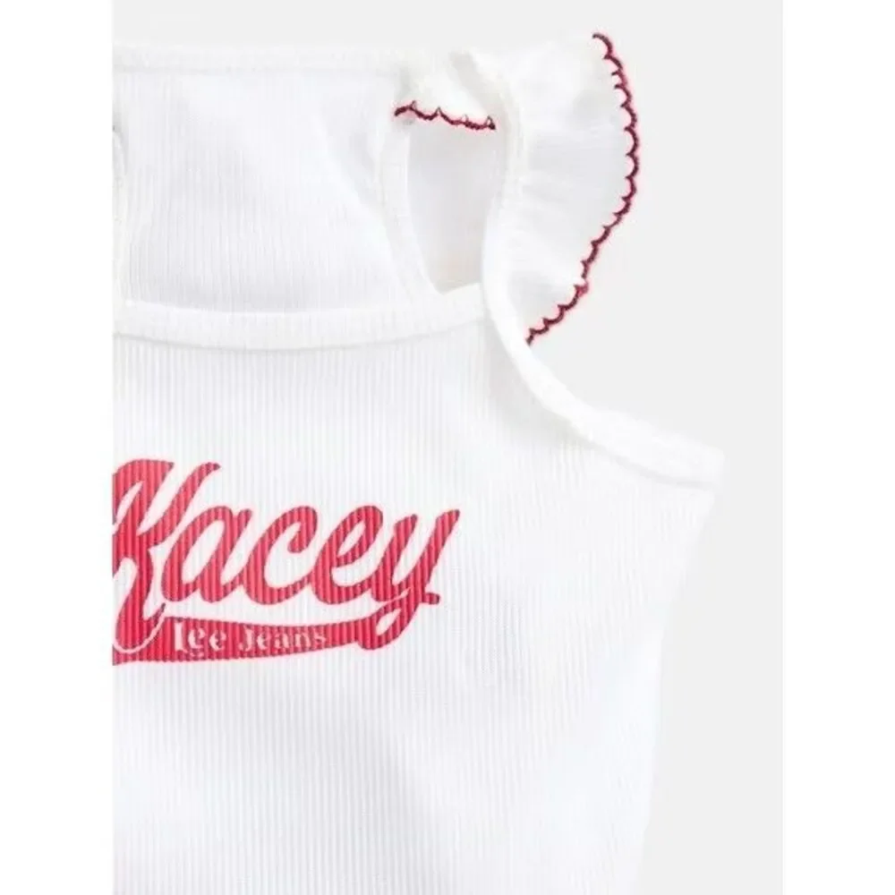 Kacey Lee Ruffled Spaghetti Strap Pet Tee for Cats and Dogs, Large - 25- 45 Lbs